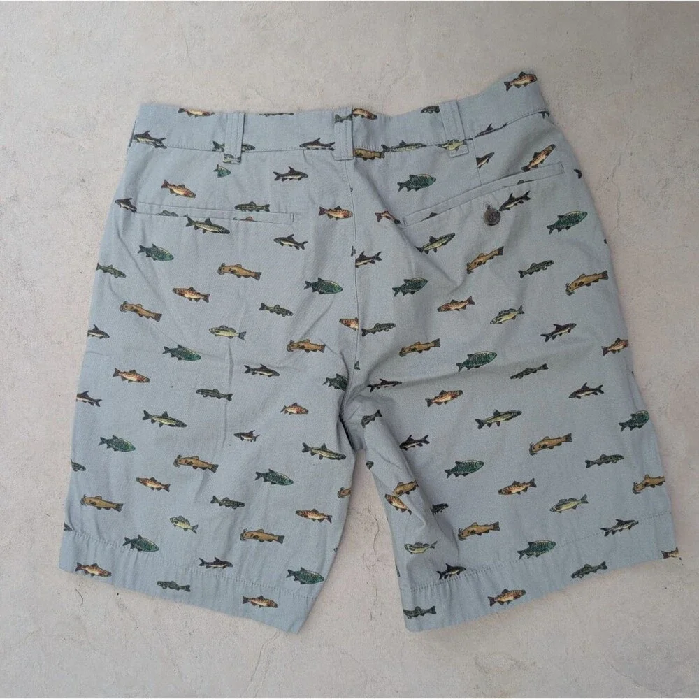 J Crew Shorts Gramercy Fish Print Cotton Size 31 Beige